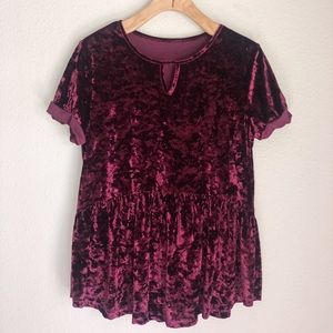 Crushed Velvet Peplum Top